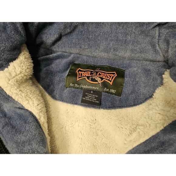 Trail Crest Vest Mens Small Blue Bald Eagle Trees Fleece Sherpa Lined Nature - Picture 3 of 6